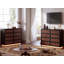 Commode 8 tiroirs avec station de charge et lumières DEL, commode noire pour chambre à coucher avec boutons dorés et panneaux de grille bruns-1392051544