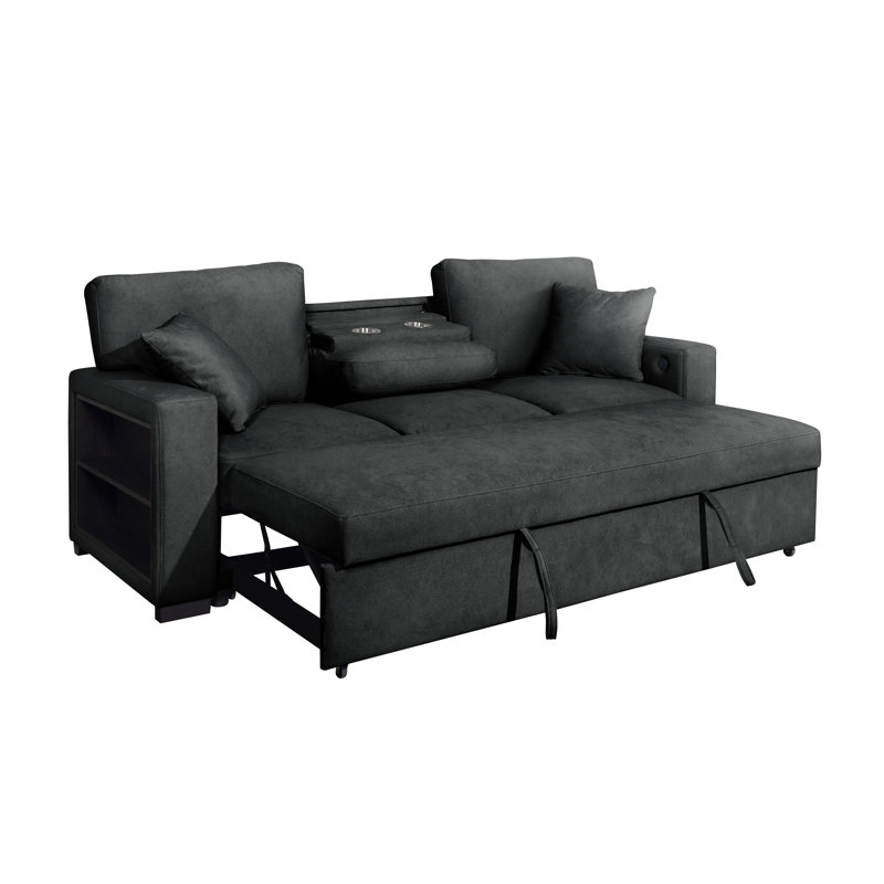Lit escamotable 2 pièces Bertha noir, Noir