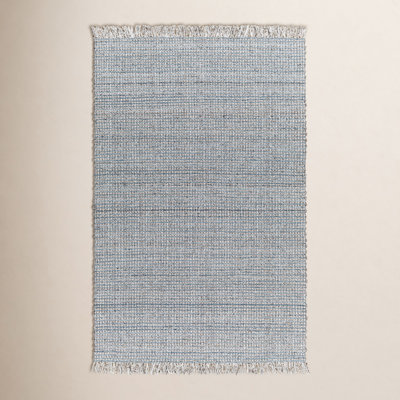 Viewcrest Hand-Woven Aqua Geometric Rug