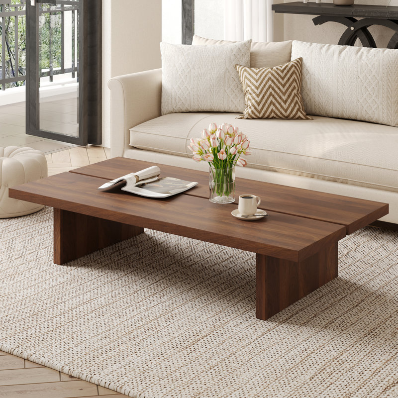 Table basse de 47 po en bois moderne, Brun, 12.6" H x 55" L x 23.62" W