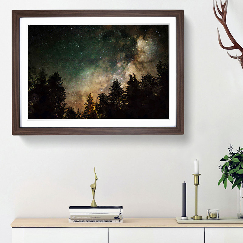 Milky Way Above the Treetops in Abstract - Picture Frame Graphic Art Print, Walnut Framed, 36cm H x 48cm W x 2cm D
