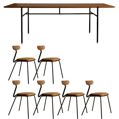 American style retro solid wood dining table set