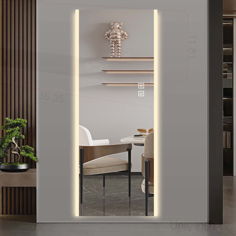 65*21in Led mirror full length,Frameless full-length mirror,Wall Mounted Mirror with Light,three-color changing light,Explosion-proof glass, high-definition imaging
