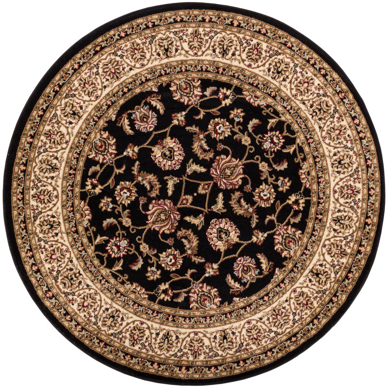 Belliere Sarouk Black Traditional Rug, Round 5'3"
