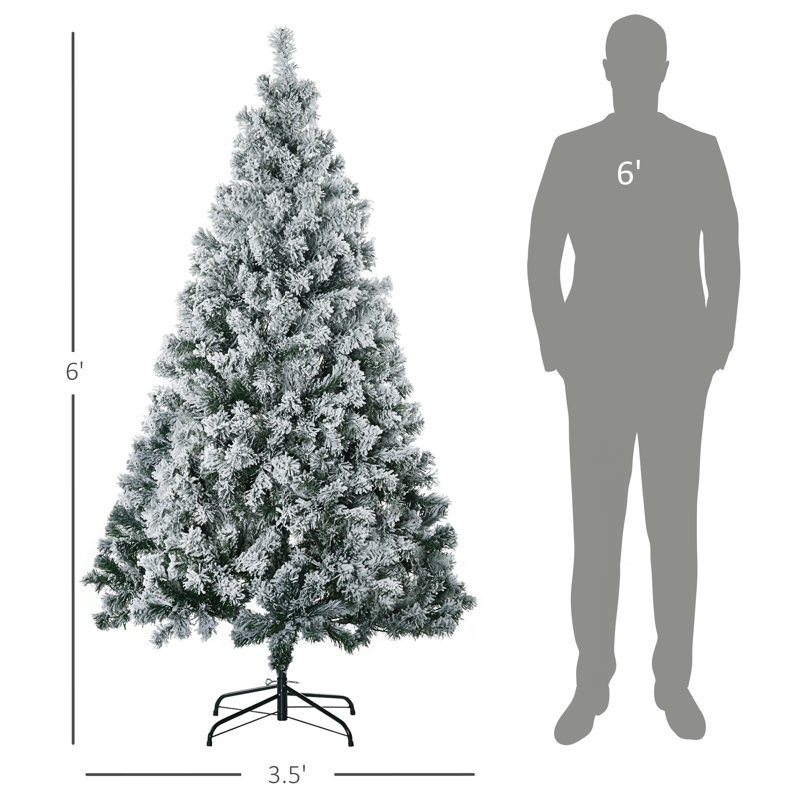 Arbre de Noël artificiel haute 6 pi HOMcom avec 607 branches floquées dans la neige, H 6 pi