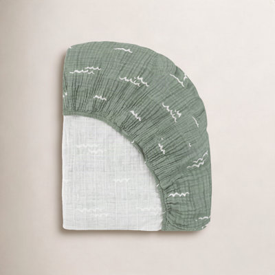 Ocean Waves Muslin Midi Crib Sheet