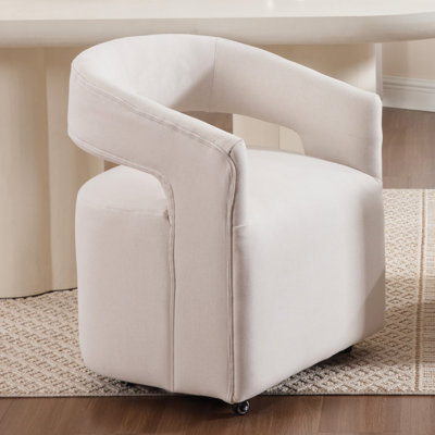 Performance Fabric Upholstered Dining Chair with Hidden Casters
