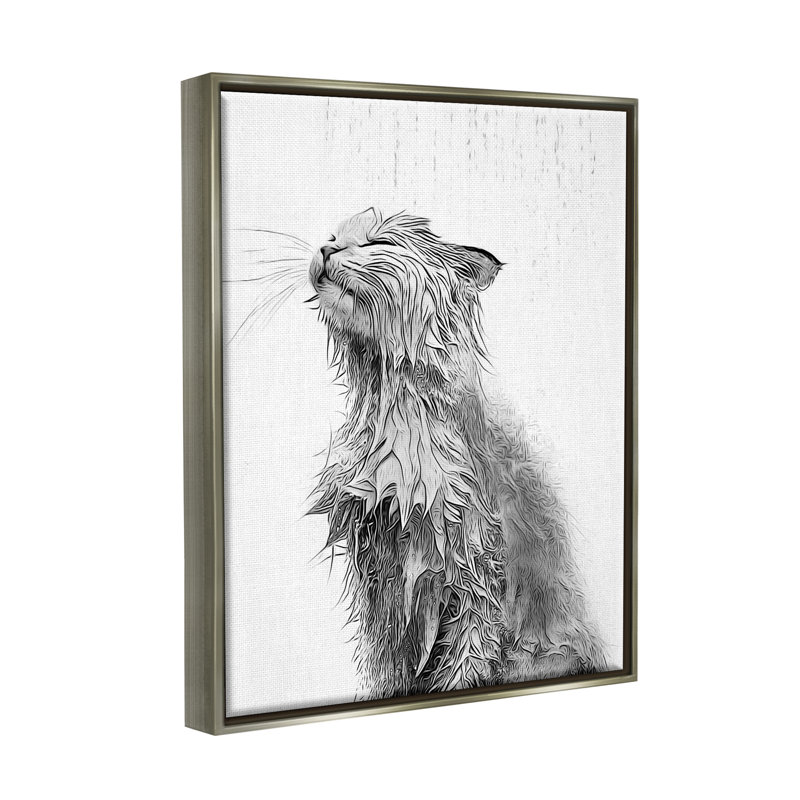 Éclaboussure de chat, Cadre flottant gris lustré, H 21 po x l 17 po x P 1,7 po