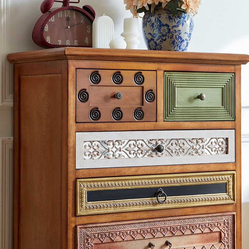 Retro Nut-Brown Solid Wood Accent Cabinet