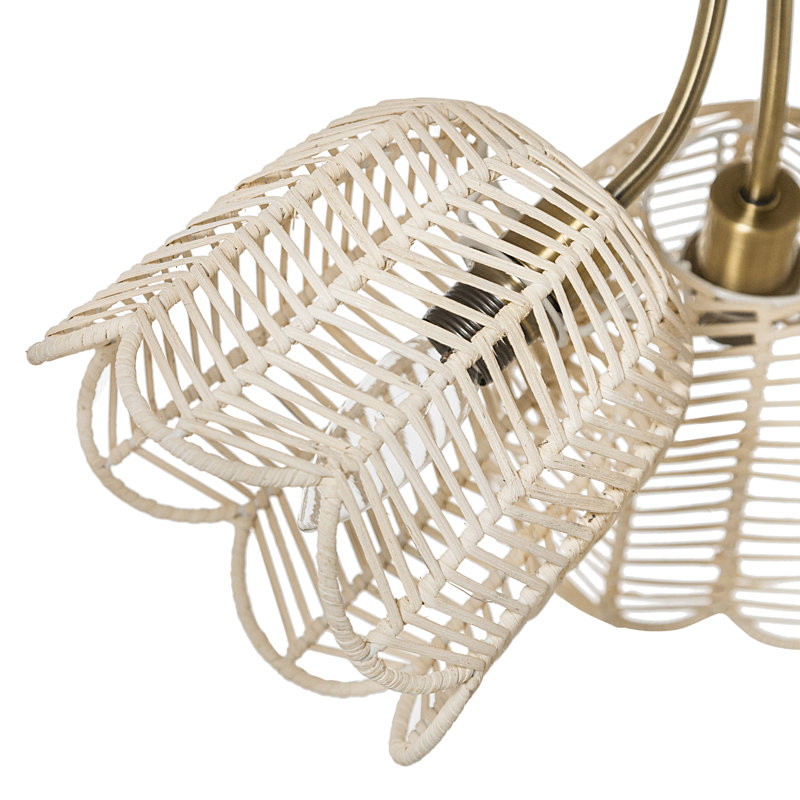 Vermont 11.5"H Gold-Colored Metal Ceiling Light with Rattan Shades