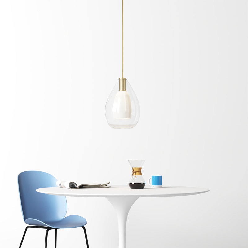 Eldine 1 - Light Teardrop Pendant, Brushed Gold, 14.25" H x 9.87" W x 9.87" D