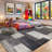Machine Washable Geometric Area Rug - Ultra Soft Faux Cashmere with Non-Slip Backing, Modern Color Block Design in Black/White-1726317012-1726317013