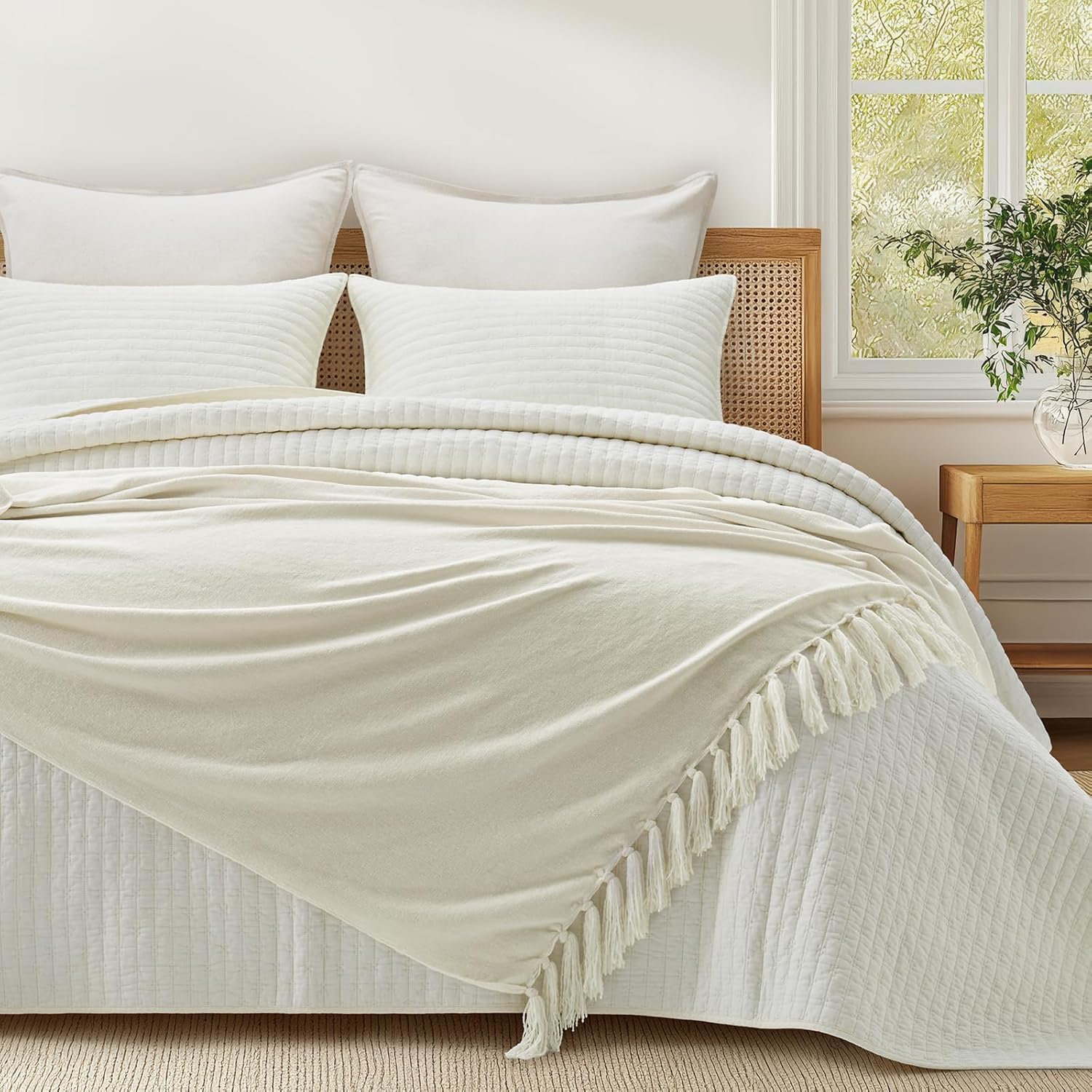 Soft Chenille Throw Blanket, 80" L x 60" W, Ivory White