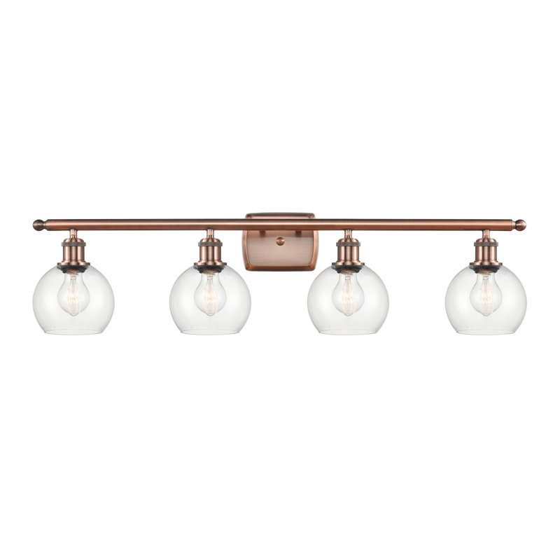 Éclairage pour salle de bain 4 lumières Cindi, DEL, Transparent, Cuivre antique