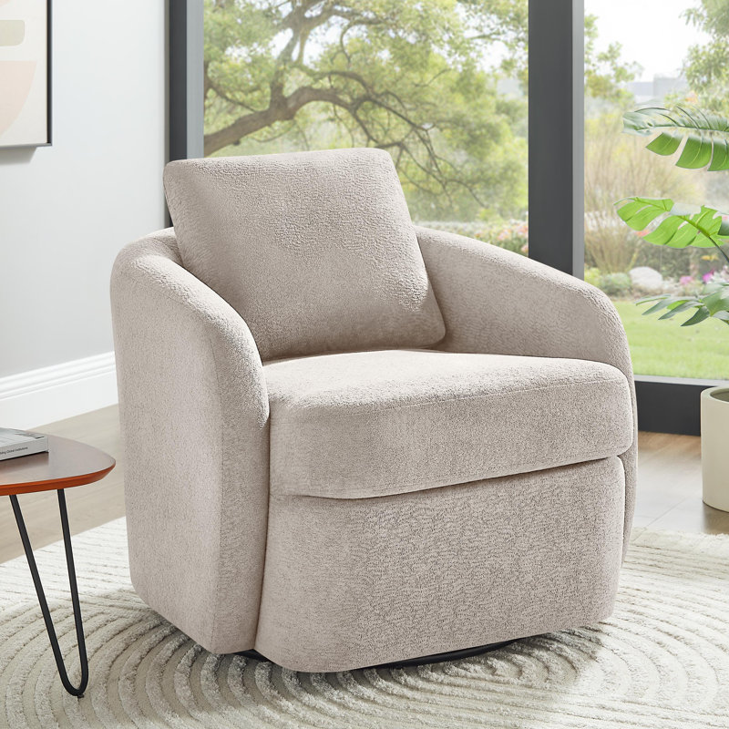 Chaise pivotante rembourrée en tissu Terry, Chameau