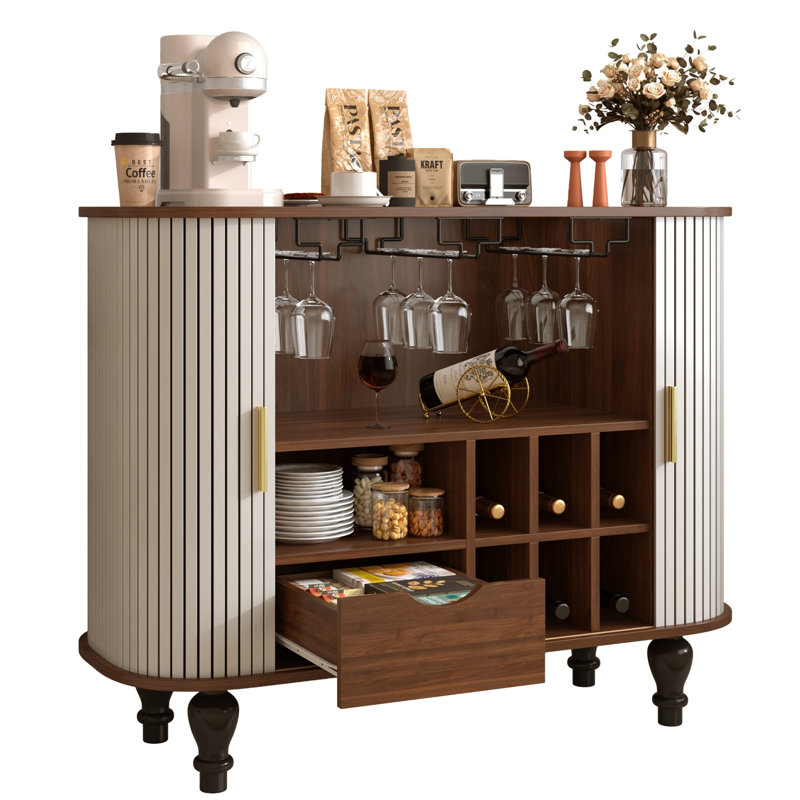 Buffet avec porte-bouteilles et porte-verres, Blanc