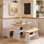 Berna 3-Piece Solid Pine Wood Corner Dining Set with L-Shaped Bench, Space-Saving Breakfast Nook Table Set for Kitchen, Dining Room, Café, Seats Up to 5