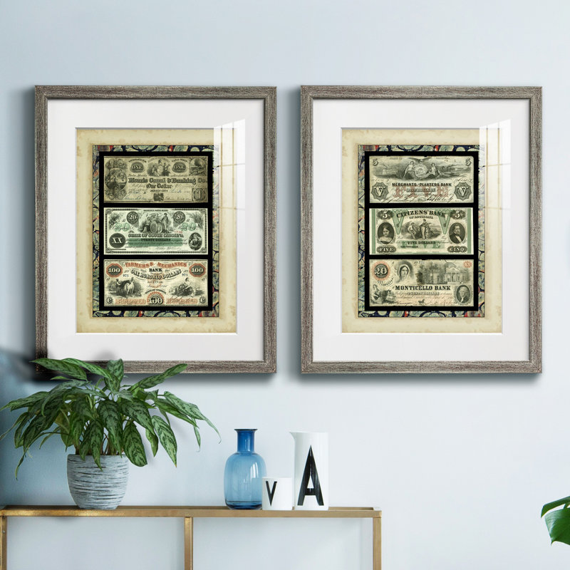 Argent III - ensemble de 2 reproductions d'art sur toile encadrées