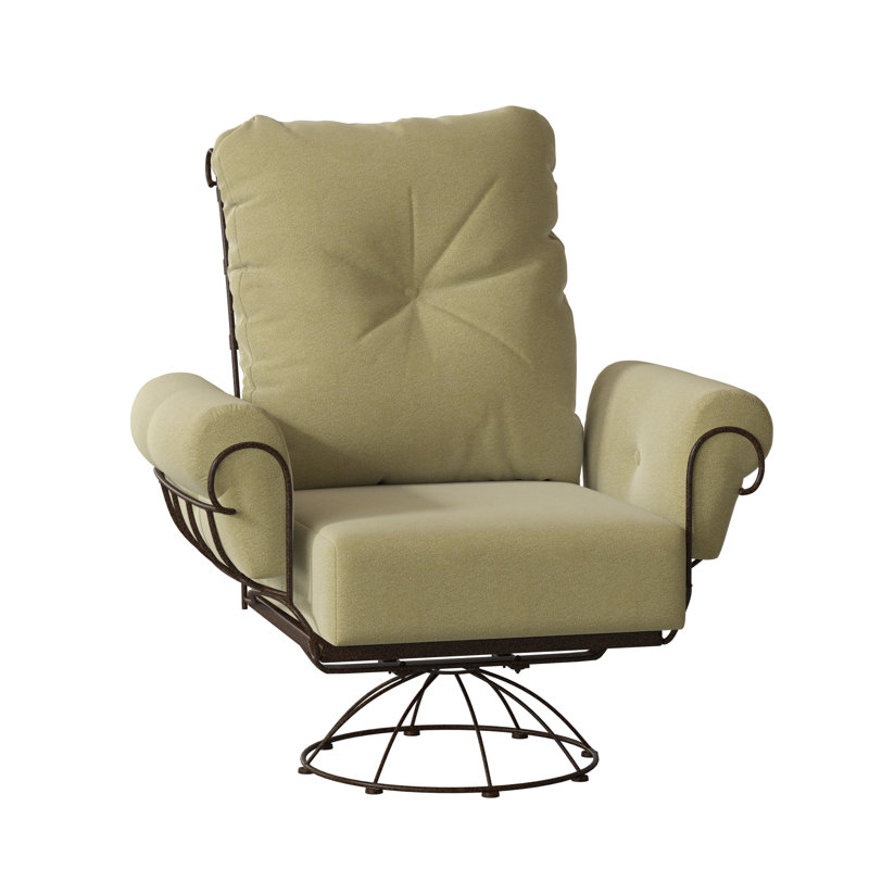 Chaise berçante pivotante Terrace, Brun châtaigne, Toile bleu marine Sunbrella®