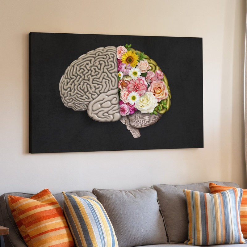 Toile, "Composition surréelle" avec art texturé détaillé de la moitié du corps humain texturé en deux avec un côté mettant en vedette une toile complexe