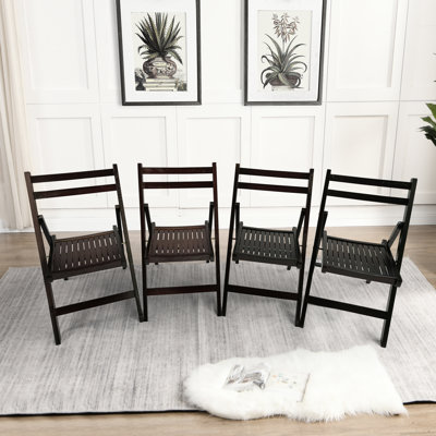 4 Solid Wood Folding Chairs In Cherry, With A Comfortable Slatted Seat For Any Occasion Of Wood, Cherry Color, Framework