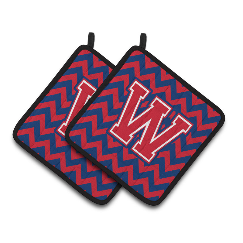 Poignée à chevrons, W, Bleu de Yale / cramoisi