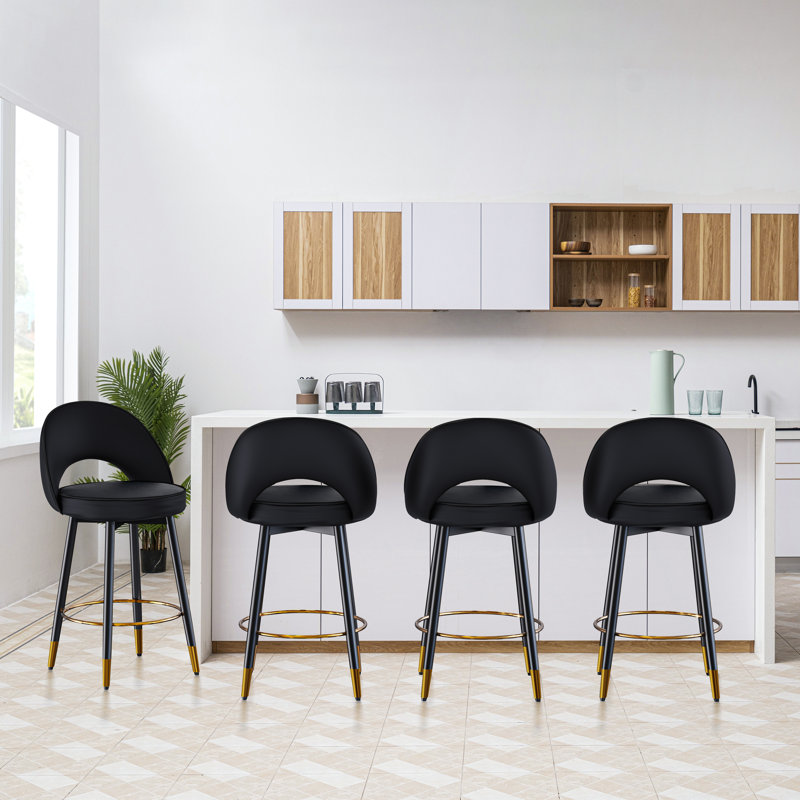 Rumery Swivel Upholstered Counter Stool, Black