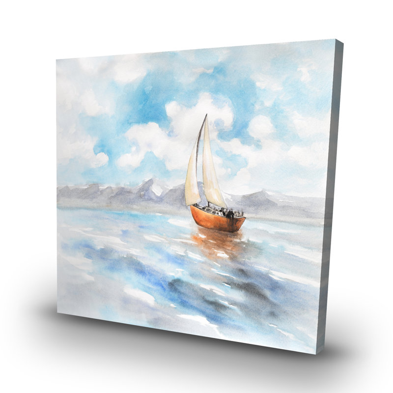 Sailboat landscape - 32"x32" art on canvas