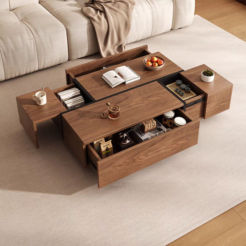 Table basse moderne et minimaliste en bois de noyer