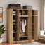Armoire-penderie à grande capacité avec tringle, tablettes réglables et portes décoratives en rotin-218877690