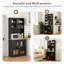 Armoire autoportante, armoire de rangement pour garde-manger, grand comptoir, portes en verre et tablettes réglables pour la salle à manger-2073019560