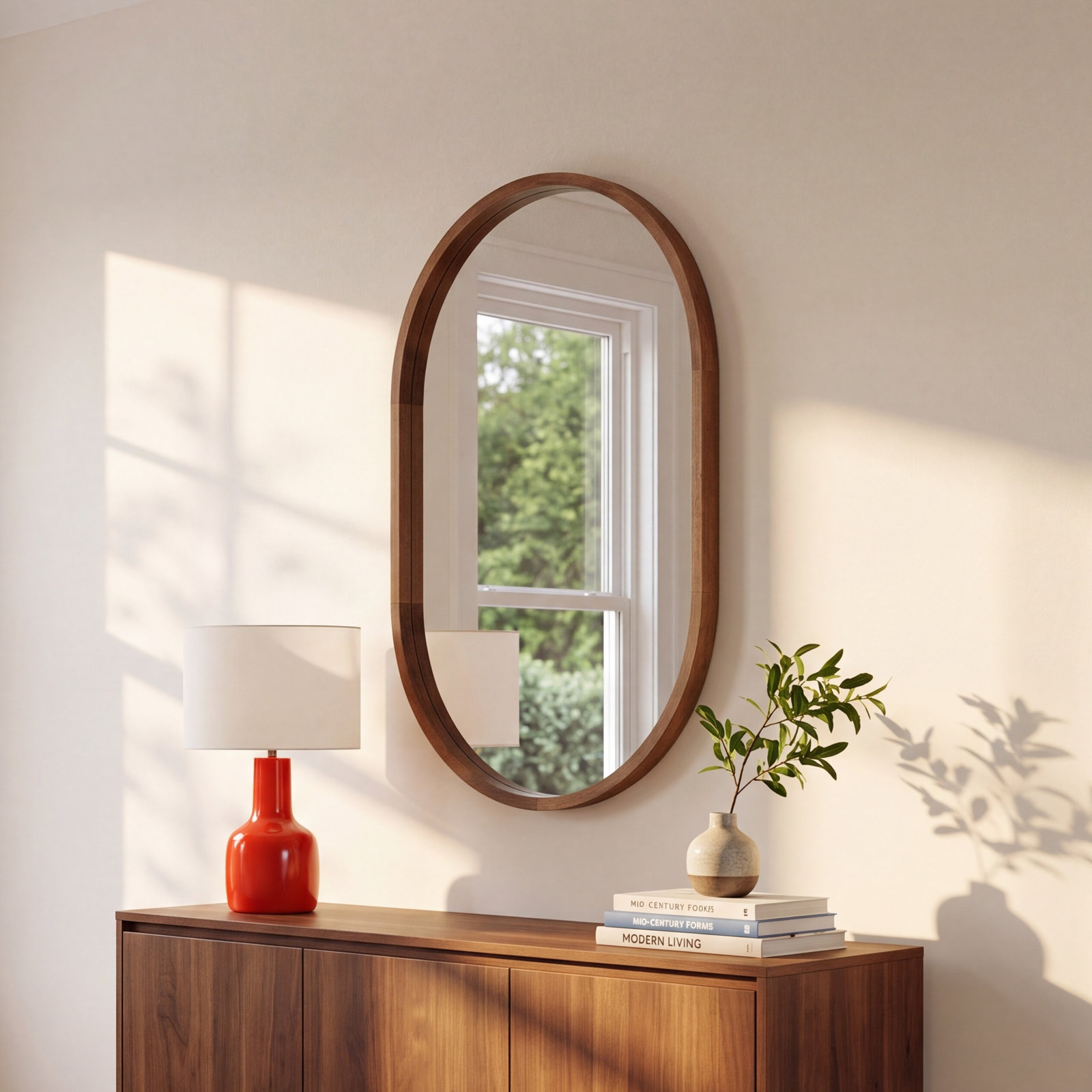 Roberts Solid Wood Flat Mirror, Rustic Brown