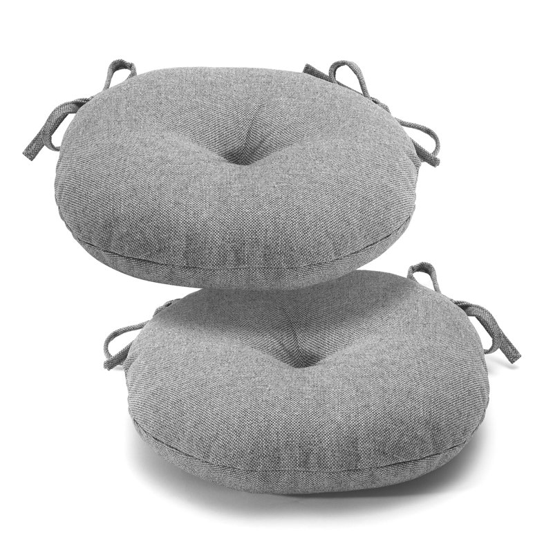 Bistro Outdoor Round Seat Cushion, Performance Fabric, Set of 2, Gray