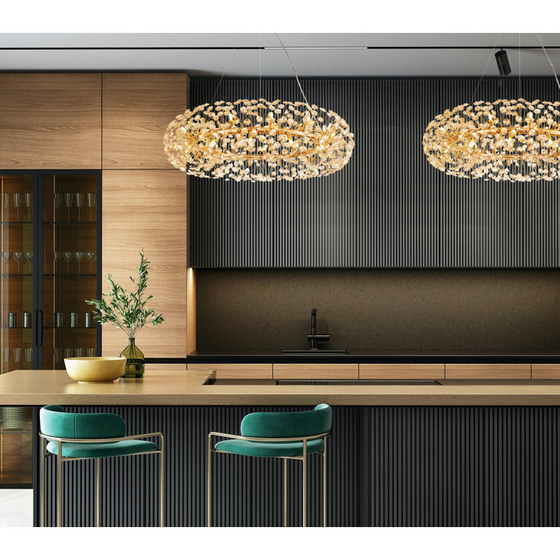 Lustre classique à 12 lumières DEL avec accents en fer forgé Corio