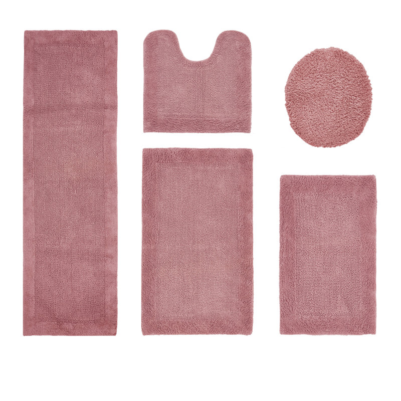 Ensemble de tapis de bain réversible 5 pièces Makayln, 5 pièces (18 po x 20 po | 17 po x 24 po | 20 po x, Rose