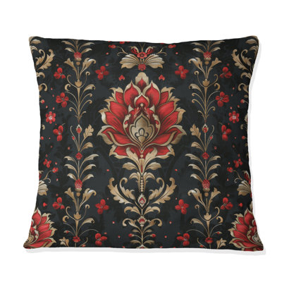 Red Black Damask Beauty - Damask Pillow