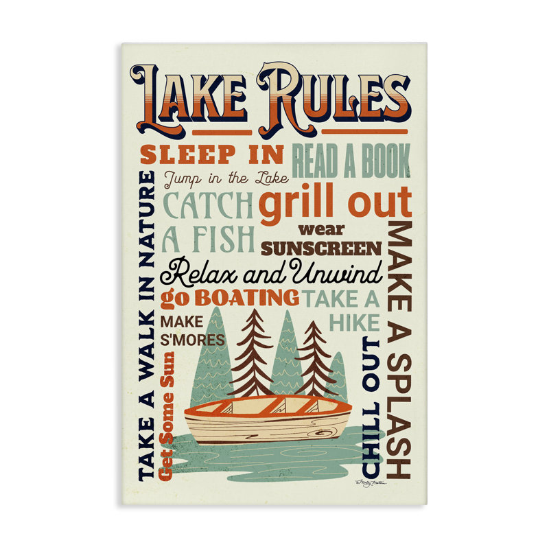 Art mural sur toile, "Lake Rules" par Marla Rae, H 24 po x l 16 po