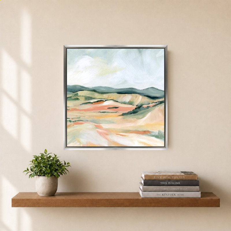 «Vermillion Landscape III» par Katrina Pete - impression sur toile, 34" H x 34" W, Silver