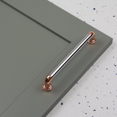 Polished Chrome & Copper Industrial D-Bar Handles
