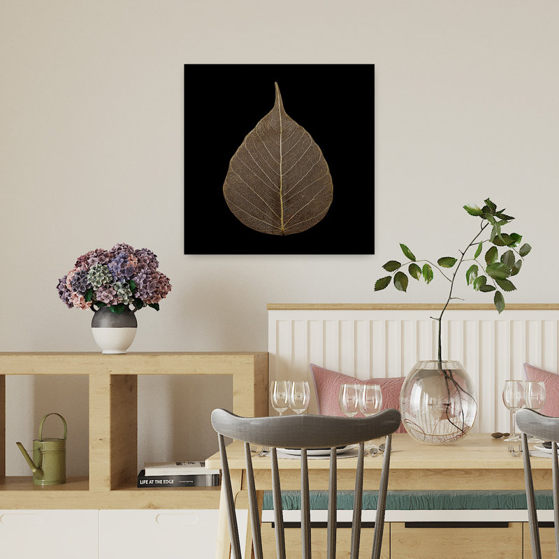 Art contemporain de la nature brune à feuilles brunes, H 18 po x l 18 po