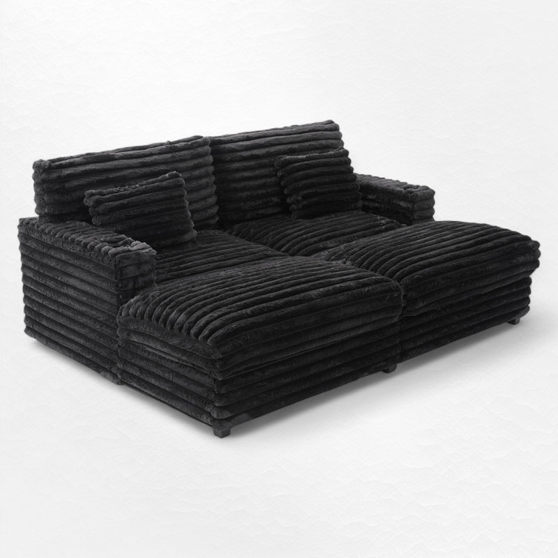 Double chaise longue surdimensionnée avec ports USB, Noir