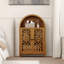 Armoire arquée sculptée à la main, armoire de rangement en bois massif avec tablette ouverte et 2 portes, grande armoire étroite pour le salon, la chambre à coucher, le vestibule