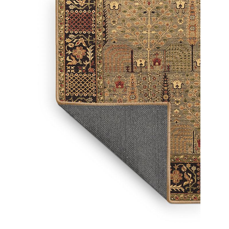 Tapis oriental brun tissé à la machine Ercie, Rectangle 7 pi x 9 pi