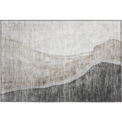 Premium Machine Washable Prisco Charcoal Rug