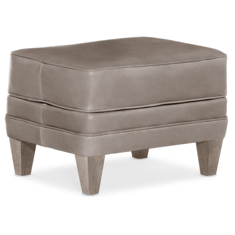 Willow Upholstered Ottoman, Stone, Aline Fumo Genuine Leather