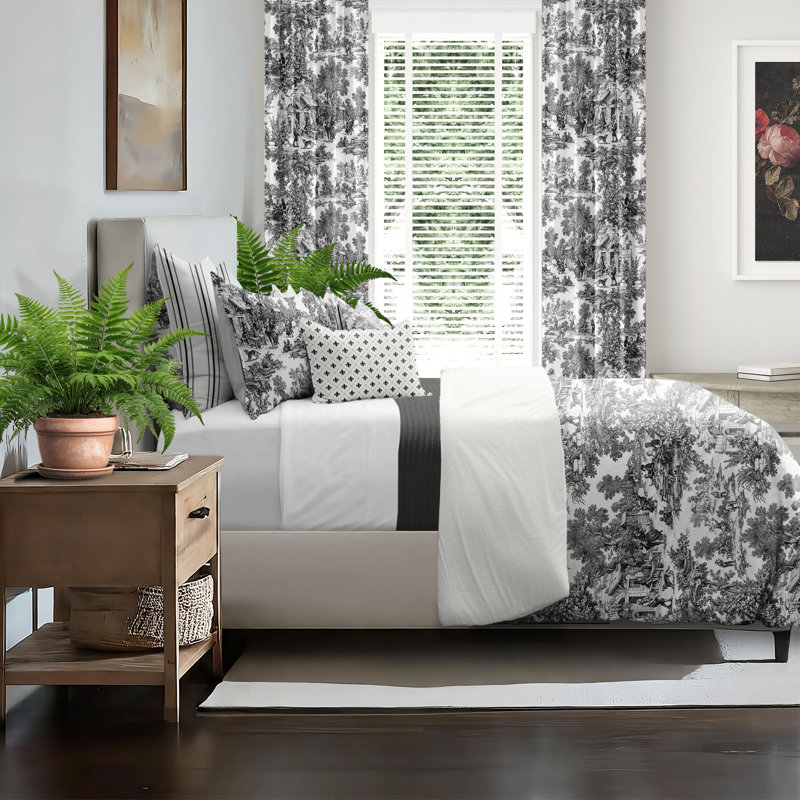 Toile ébène Au Village, Housse de couette très grand super et 7 pièces s