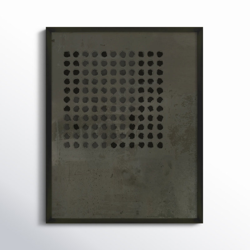 Circles In Squares 5 Painting by Jacques Pilon, Black Wood, 25" H x 20" W x 1.25" D