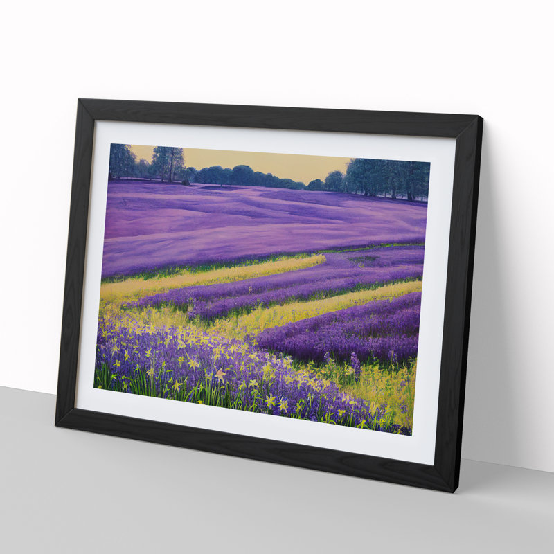 XH1022-6362X Mystical Bluebell Field - Single Picture Frame Print, Black, 34cm H x 46cm W