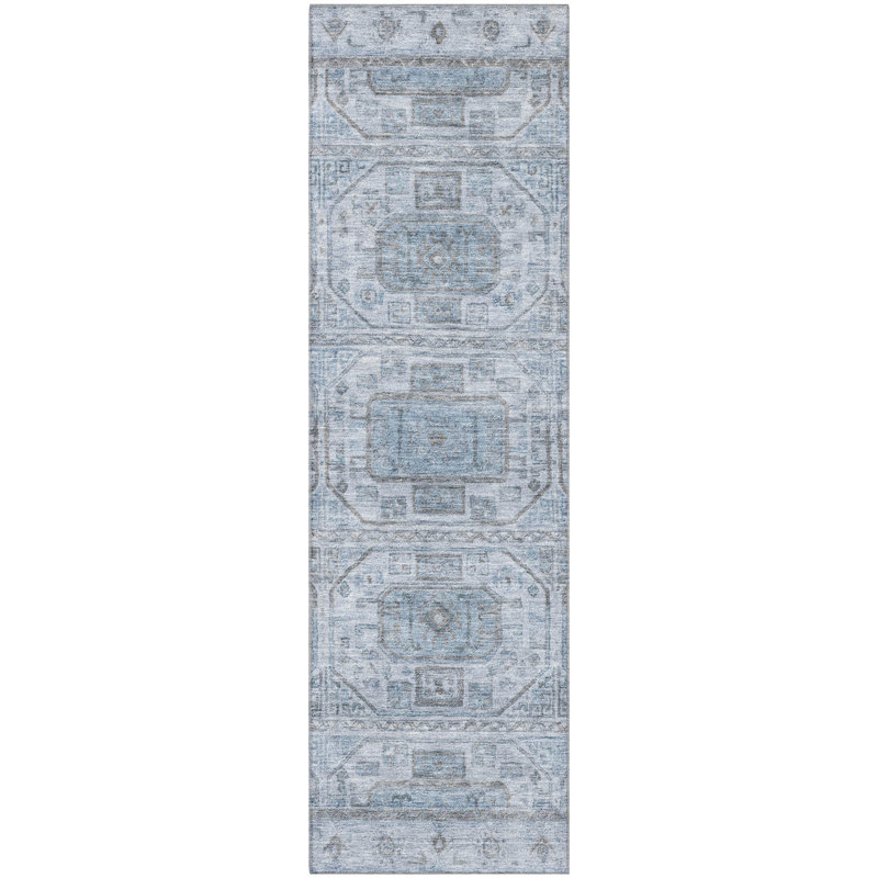 Premium Machine Washable Tara AMF1919 Border Rug, Runner 2'3" x 7'6"