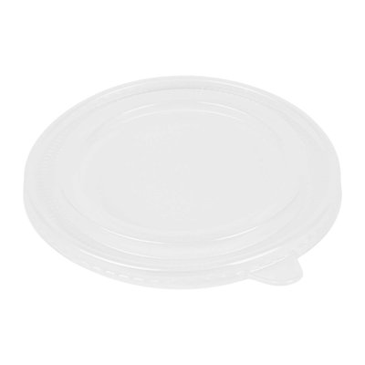 LIDS ONLY: Bio Tek 5.9 x 5.9 x 0.2 Inch Container Lids, 50 Disposable Round Lids - Containers Sold Separately, Tight Seal, Clear Plastic Container Lids, For Take Out Containers - Restaurantware